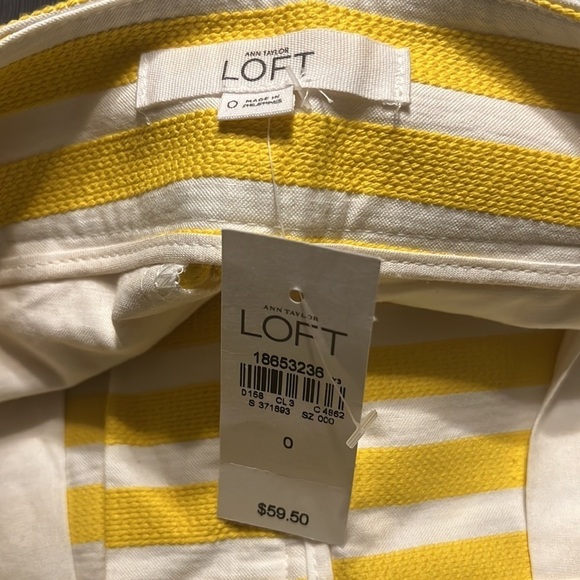 🌺ANN TAYLOR LOFT “The Riviera” Boat Shorts in Yellow / White Stripes Size 0 NWT🌺 - Picture 11 of 11